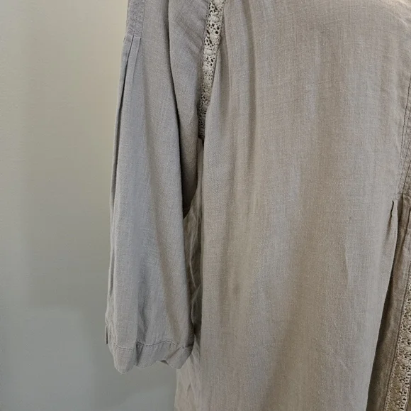 J. Jill Taupe Shirt with Lace Trim Women's Size Large L - Picture 6 of 13